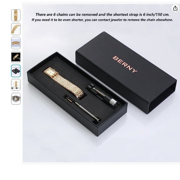 BERNY Gold Watch Quartz Wrist Stainless Steel Band Watch - Picture 4 of 6